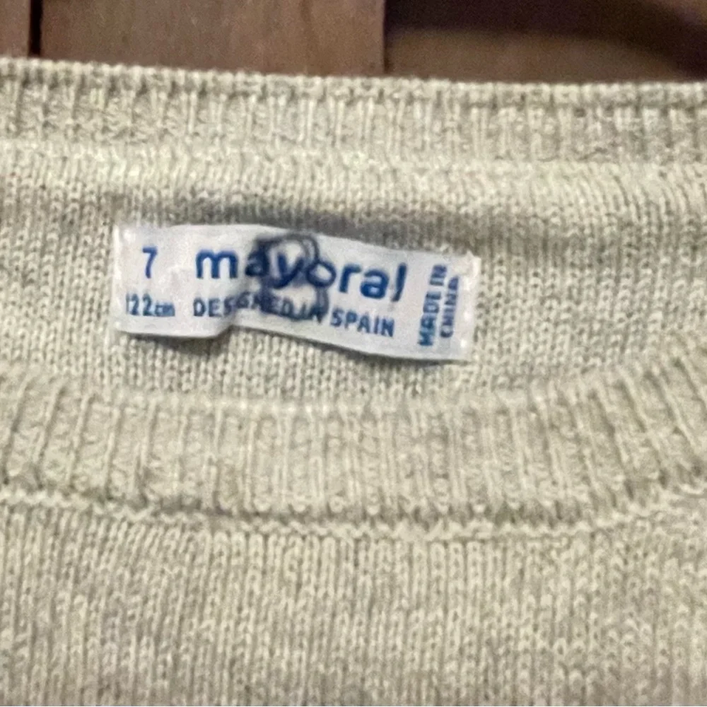 Mayoral Light Gray Kids Sweater with Tennis Embroidered Accents
